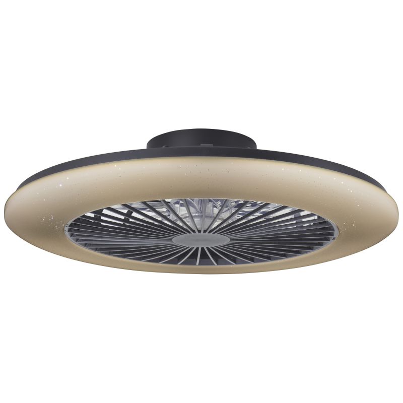 Salerno Ø58 Sort Fra Brilliant - Salerno er en moderne loftsventilator med integreret LED-belysning, der kombinerer stilfuldt design med smart funktionalitet.