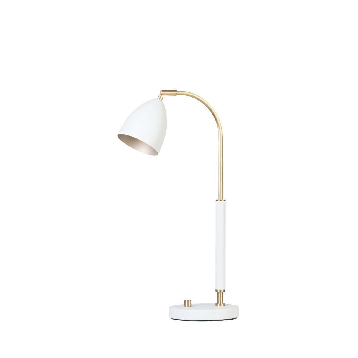 Deluxe 50cm Hvid skrivebordslampe Fra Belid - Lampen giver et behageligt lys og har en justerbar spotlight og lysdæmperfunktion til at justere lysstyrken efter behov.