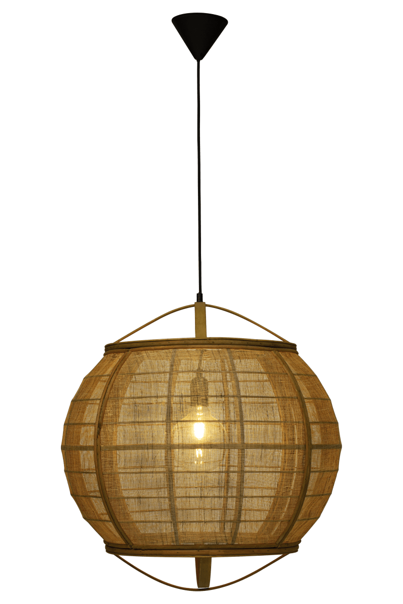 Borneo Ø58 Natur loftslampe Fra Aneta Lighting - Den håndlavede skærm filtrerer lyset fra lampen og spreder et blødt og behageligt lys i rummet.
