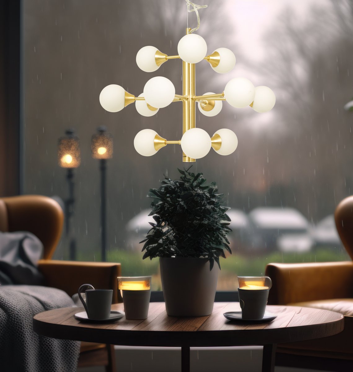 Cosmos Ø50 mat messing loftslampe Fra Aneta Lighting - Loftskål i messing til krogophæng og klemrække, lampestik kan nemt monteres.