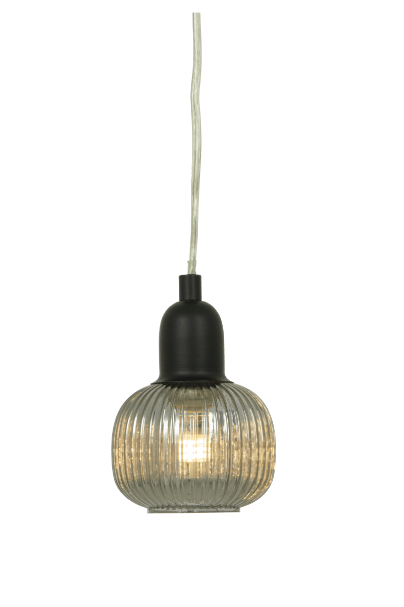Elin Ø10 Røgfarvet vindueslampe Fra Aneta Lighting - Den populære vindueslampe Elin har et stilrent design i sortlakeret metal og en kuppel i røget glas med dekorative riller.