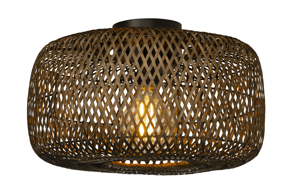 Savanna Ø40 Natur plafond Fra Aneta Lighting - Den flettede rattanskærm giver et varmt og indbydende lys til rummet og skaber en afslappet og behagelig atmosfære.