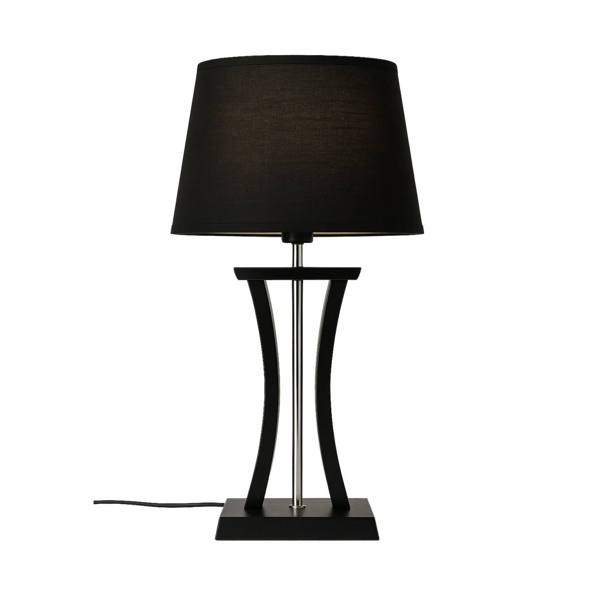 Pilastro 48cm Sort bordlampe Fra Lampan - Med sin elegante sorte tekstilsk&aelig;rm og unikke metalfod giver den et stilfuldt indtryk, uanset om du placerer den i stuen, sovev&aelig;relset eller p&aring; altanen.