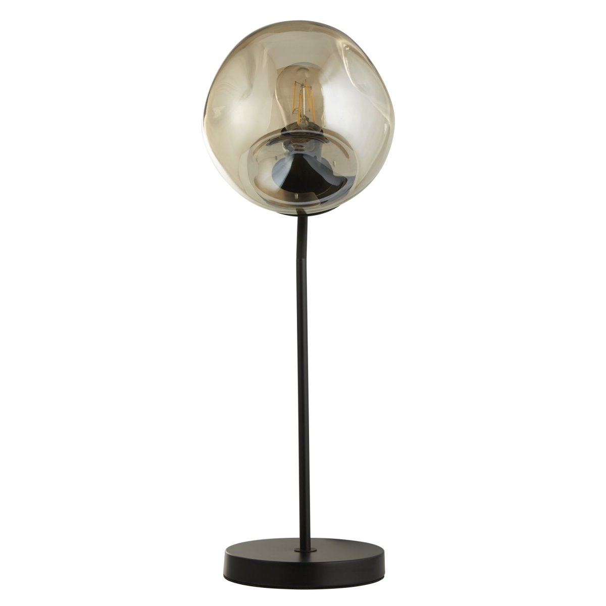 Punch 57cm Champagne bordlampe Fra Searchlight - Det let konkave glas i kombination med den sorte metalramme skaber en moderne og elegant kontrast, der passer ind i mange forskellige indretningsstile.