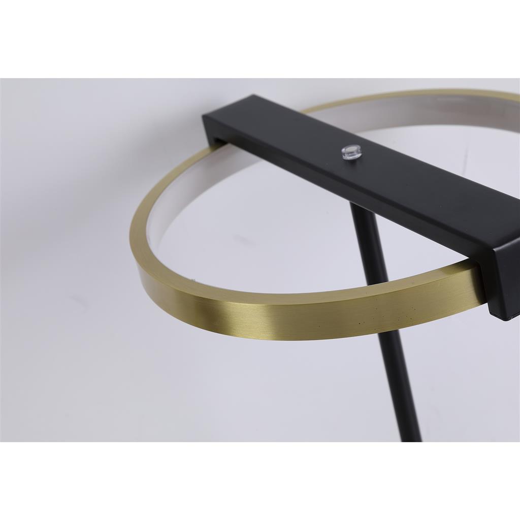 Aerial 35cm Messing/sort bordlampe Fra Searchlight - Den stilfulde ring med integreret LED giver et j&aelig;vnt og behageligt lys, der passer perfekt til sidebordet, skrivebordet eller natbordet.