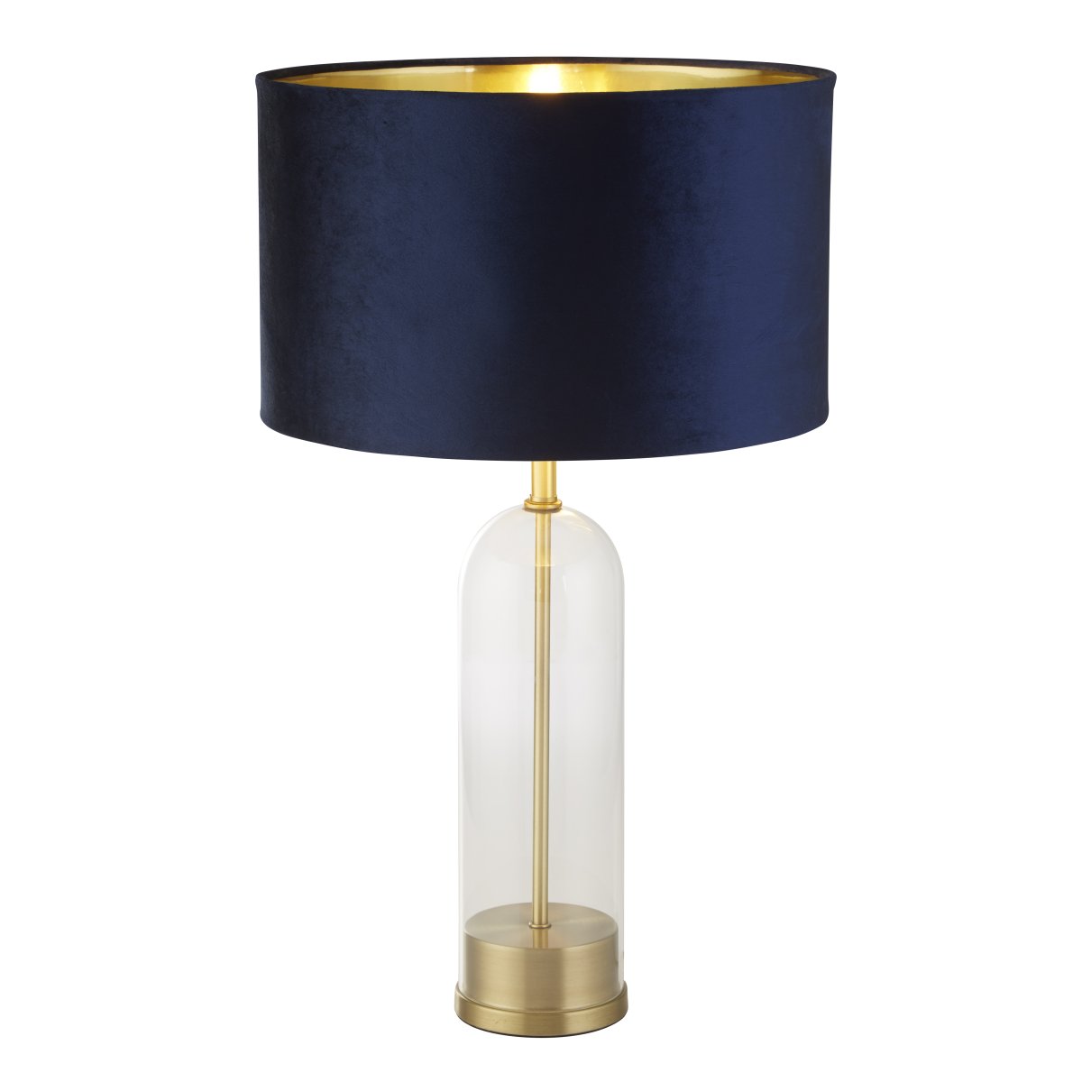 Oxford 44cm Blå bordlampe Fra Searchlight - Med en imponerende glas- og messingsokkel udstr&aring;ler lampen b&aring;de holdbarhed og sofistikering, hvilket tilf&oslash;jer moderne charme til ethvert rum.