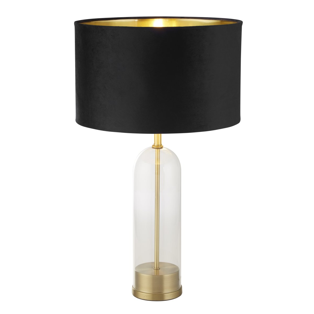 Oxford 44cm Sort bordlampe Fra Searchlight - Med en imponerende glas- og messingsokkel udstr&aring;ler lampen b&aring;de holdbarhed og sofistikering, hvilket tilf&oslash;jer moderne charme til ethvert rum.