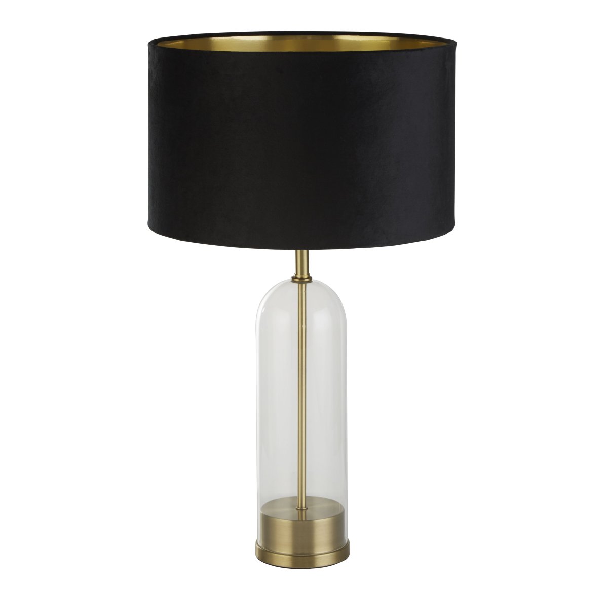 Oxford 44cm Sort bordlampe Fra Searchlight - Med en imponerende glas- og messingsokkel udstr&aring;ler lampen b&aring;de holdbarhed og sofistikering, hvilket tilf&oslash;jer moderne charme til ethvert rum.