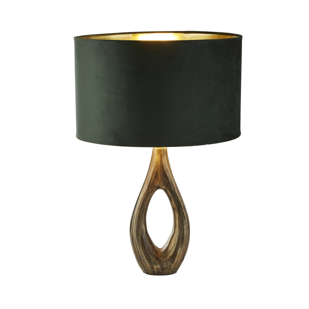 Bucklow 40cm Grøn bordlampe Fra Searchlight - Lampens raffinerede design giver en f&oslash;lelse af sofistikeret stil og skaber en varm, bl&oslash;d belysning, der er perfekt til at skabe en indbydende atmosf&aelig;re i stuen eller sovev&aelig;relset.