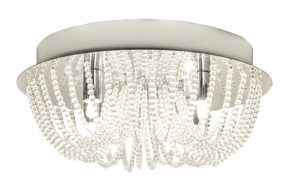 Singoalla Ø35 Chrom plafond Fra Aneta Lighting - Prismerne omfavner lyskilderne, hvilket skaber en hyggelig atmosf&aelig;re i rummet, n&aring;r lampen er t&aelig;ndt.