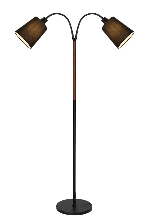 Ljusdal 2 Sort gulvlampe Fra Aneta Lighting - Samtidig bidrager den til en varm og indbydende belysning, hvilket gør den til et praktisk og dekorativt element i stuen.