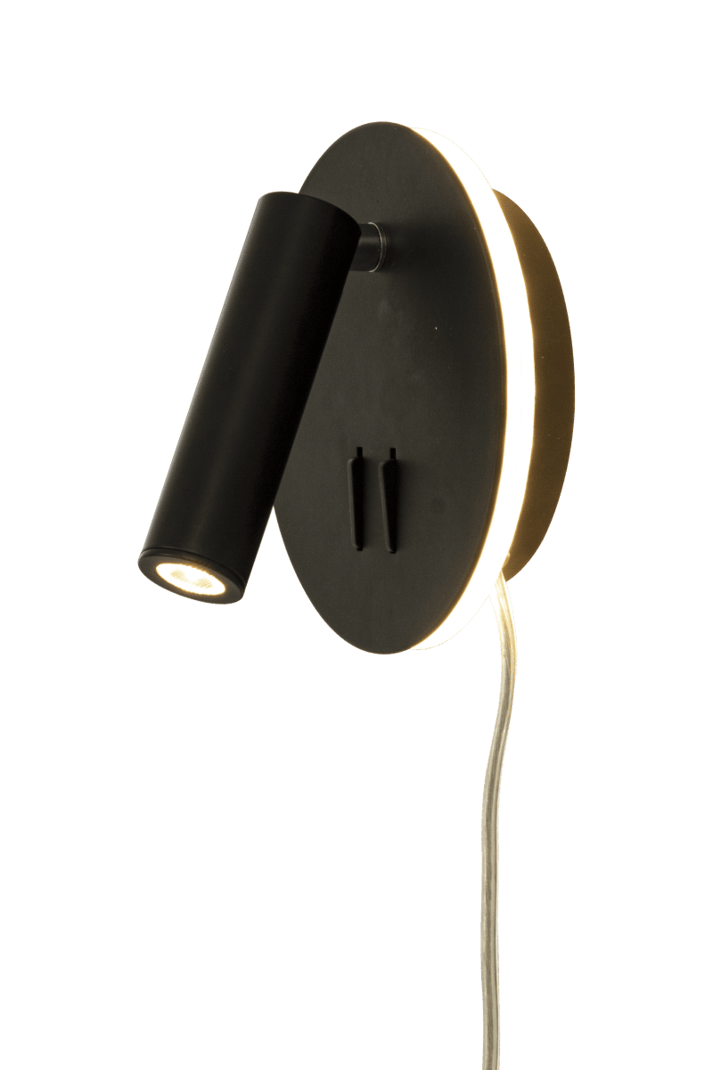 Ace Sort læselampe Fra Aneta Lighting - Lysene t&aelig;ndes; og slukkes med en afbryder p&aring; lampen med hver sin afbryder.