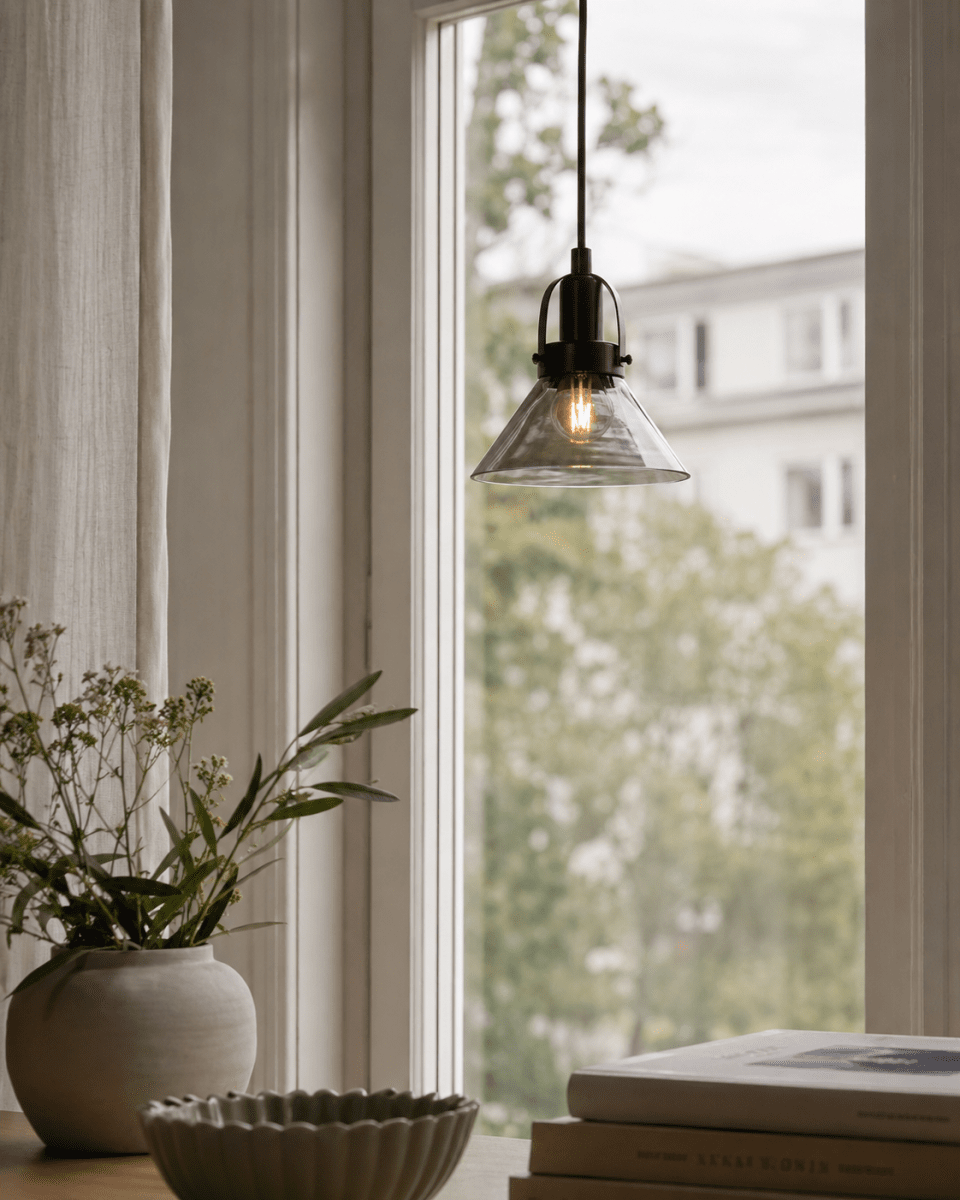 Mäster Ø15 Sort/Røget vindueslampe Fra Lampan - M&auml;ster vindueslampe er en stilfuld og moderne lampe, der passer perfekt ind i b&aring;de klassiske og moderne hjem.