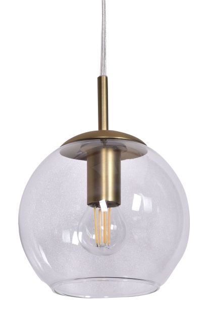 Globi Ø15 Messing/transparent vindueslampe Fra Nordic Lighting - Den transparente glassk&aelig;rm i kombination med det elegante oph&aelig;ng i b&oslash;rstet messingfinish skaber et eksklusivt pr&aelig;g.