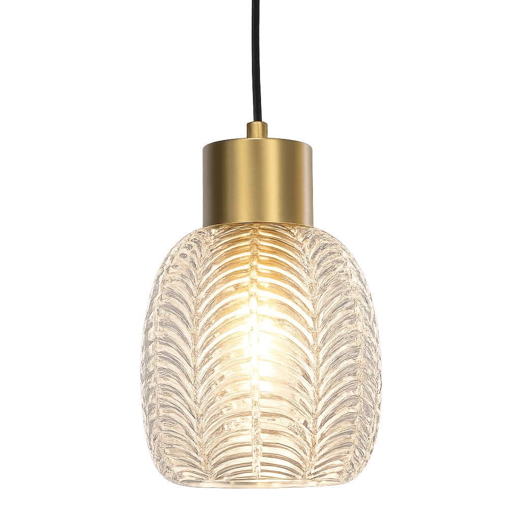 Tabaco Ø14 Gennemsigtig/guld vindueslampe Fra Lampan - Detaljer i en mat guldfinish giver lampen en varm og eksklusiv f&oslash;lelse.