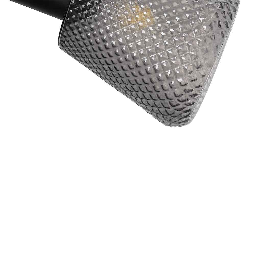 Daimon Ø15 Røgfarvet vindueslampe Fra Lampan - Oph&aelig;ng og detaljer i sort metal skaber en elegant og tidl&oslash;s fornemmelse.