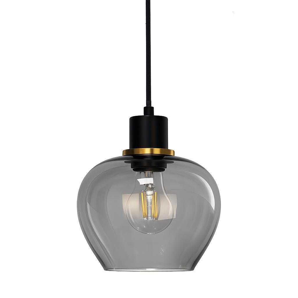 Ariston Ø20 Røgfarvet vindueslampe Fra Lampan - Sk&aelig;rmen i r&oslash;gfarvet glas giver et flot og behageligt lys, mens den b&oslash;rstede messingfinish tilf&oslash;jer et moderne og eksklusivt pr&aelig;g.