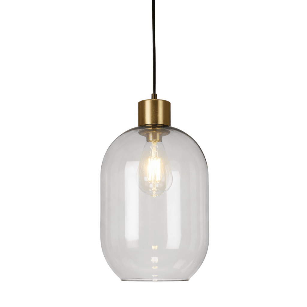 Origo Ø20 Røgfarvet vindueslampe Fra Lampan - Sk&aelig;rmen i r&oslash;gfarvet glas giver et bl&oslash;dt og atmosf&aelig;risk lys, mens detaljerne i mat guldfinish tilf&oslash;jer en varm og eksklusiv f&oslash;lelse.