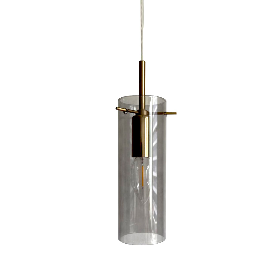 Cilinda Ø7 Messing/røget vindueslampe Fra Nordic Lighting - Det r&oslash;gede glas skaber en flot spredning af lys og i kombination med messingdetaljerne bliver det til en stilfuld indretningsdetalje.