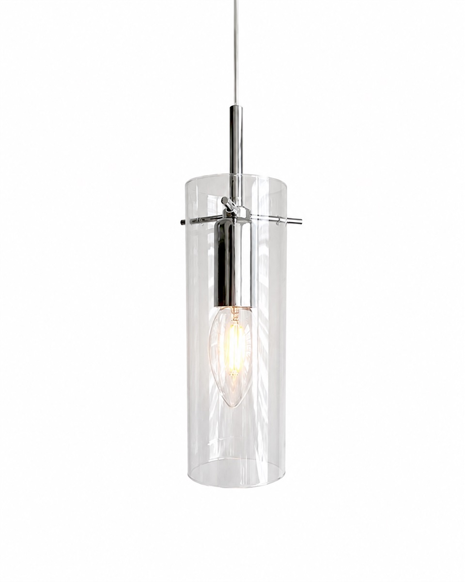 Cilinda Ø7 Krom/transparent vindueslampe Fra Nordic Lighting - Det klare glas skaber en flot lysspredning, og i kombination med metallet i en forkromet finish bliver det en stilfuld indretningsdetalje.