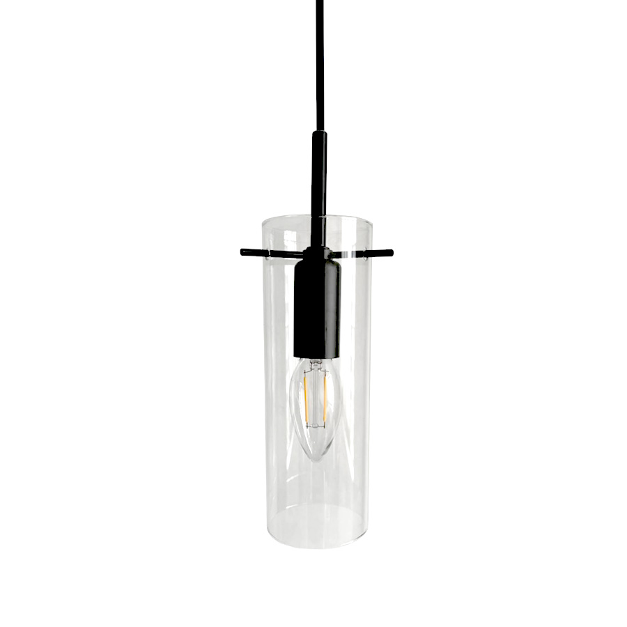 Cilinda Ø7 Sort/gennemsigtig vindueslampe Fra Nordic Lighting - Det klare glas skaber en flot spredning af lys og i kombination med det sorte metal bliver det en stilfuld indretningsdetalje.
