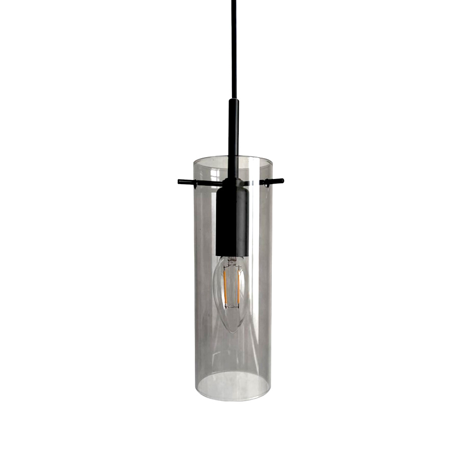 Cilinda Ø7 Sort/Røget vindueslampe Fra Nordic Lighting - Det r&oslash;gede glas skaber en flot lysfordeling og i kombination med det sorte metal bliver det en stilfuld indretningsdetalje.