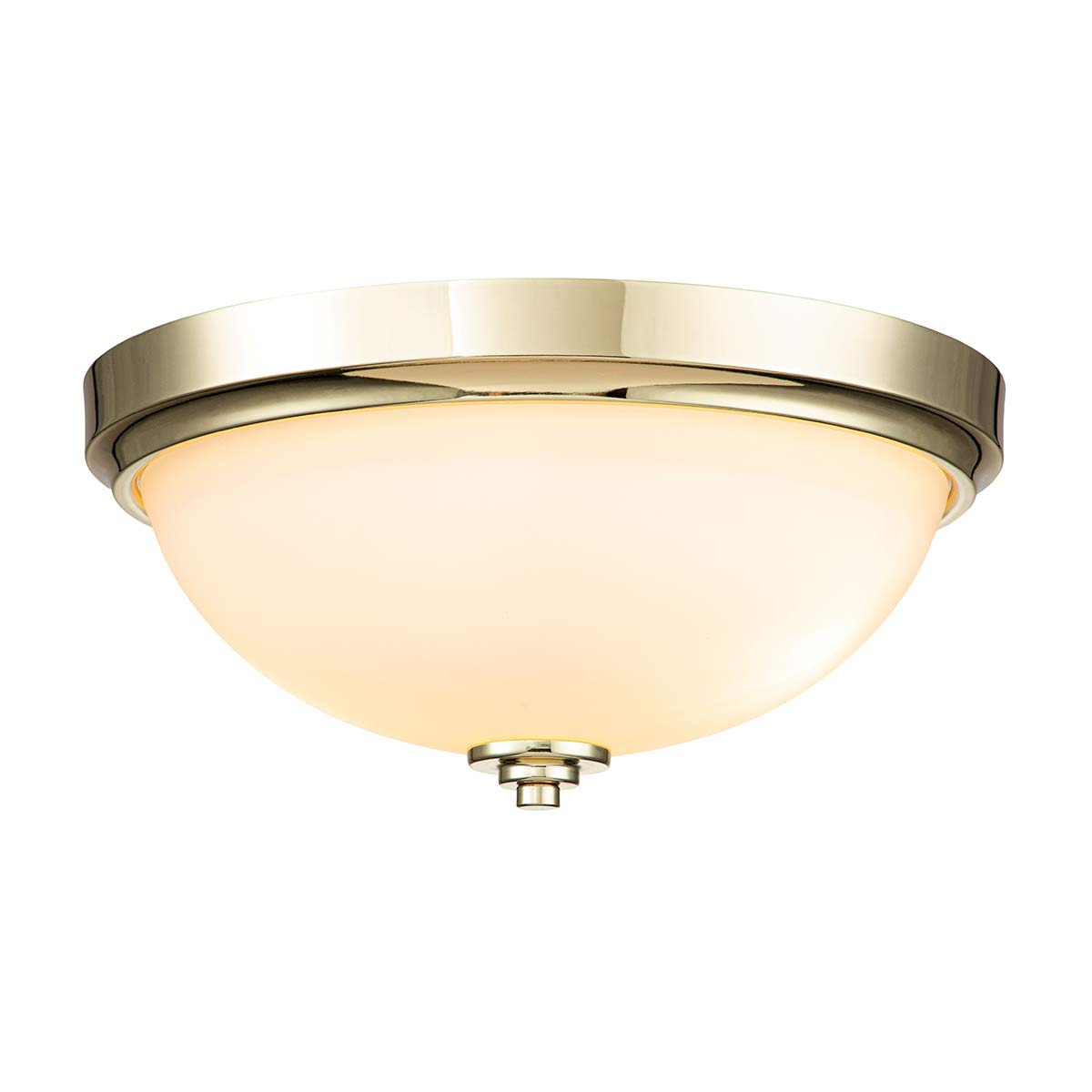 Malibu Ø34 Poleret messing badeværelseslampe Fra Elstead Lighting - Malibu plafond i poleret messing er en elegant og alsidig loftslampe, der passer til både klassisk og moderne interiør.