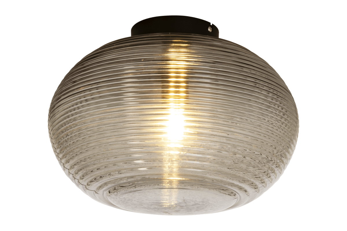 Sefyr Ø32 Røgfarvet plafond Fra Aneta Lighting - SEFYR-plafond med fladt ribbet farvet glas, 40W E27 (medf&oslash;lger ikke).