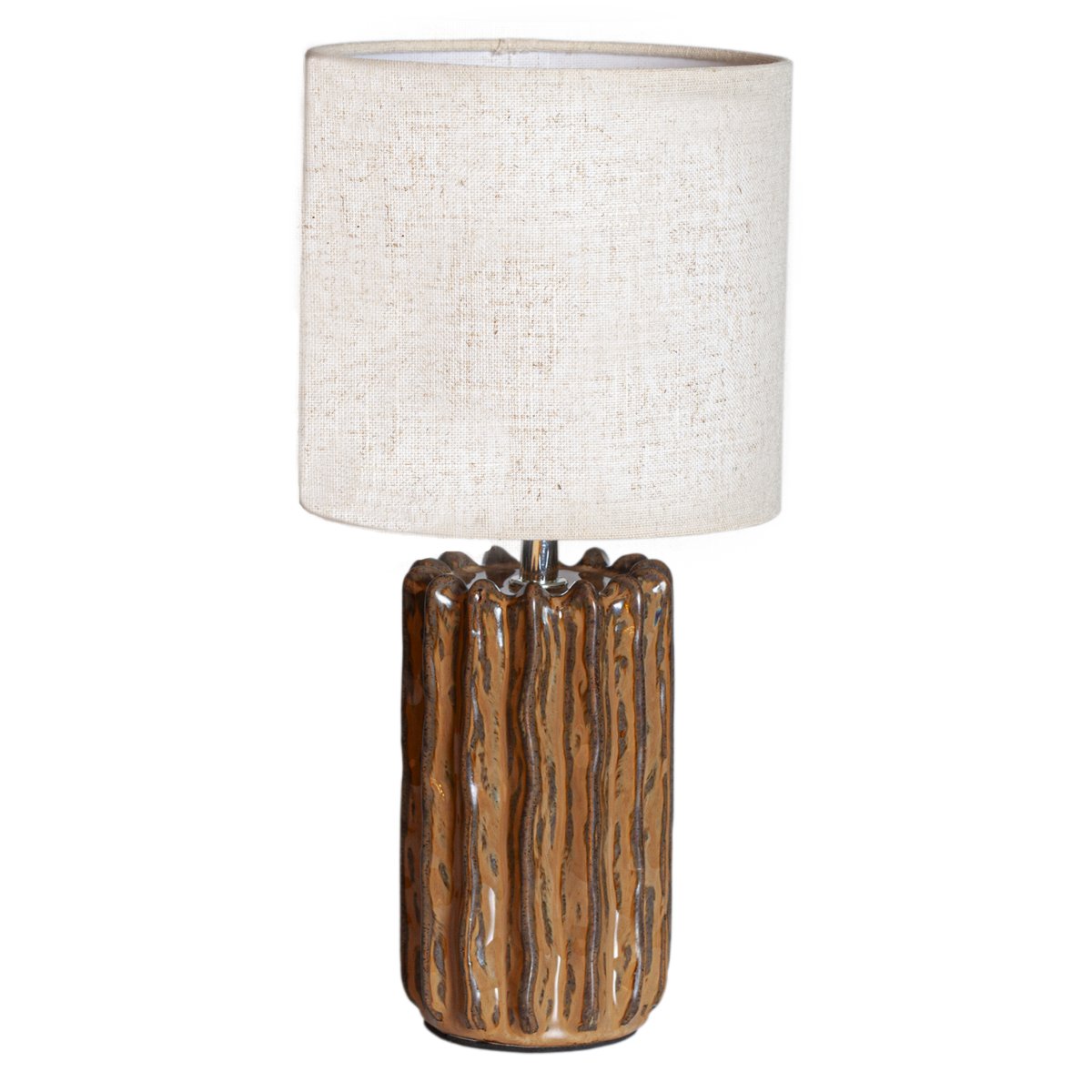 Flint 33cm Brun bordlampe Fra Cottex - Den strukturerede overflade og glaserede finish skaber et livligt udtryk med fine farve- og formskift.
