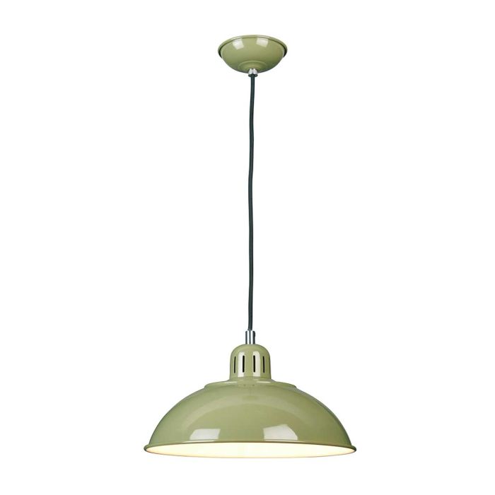 Franklin Ø30 Grøn loftslampe Fra Elstead Lighting - Den vita insidan av sk&auml;rmen ger en klar och bra ljusspridning.