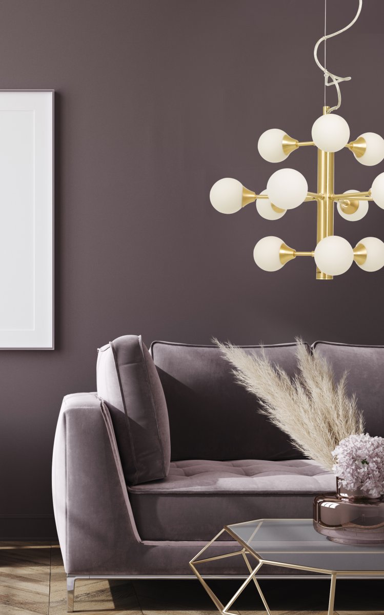 Cosmos Ø50 mat messing loftslampe Fra Aneta Lighting - Loftskål i messing til krogophæng og klemrække, lampestik kan nemt monteres.