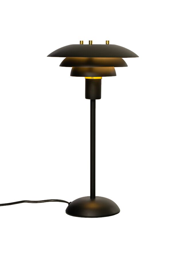 Epsilon 37cm Sort bordlampe Fra Aneta Lighting - Detaljer i krom og mat messing medfølger, syning; du kan selv vælge, hvilken der passer bedst ind i dit hjem.