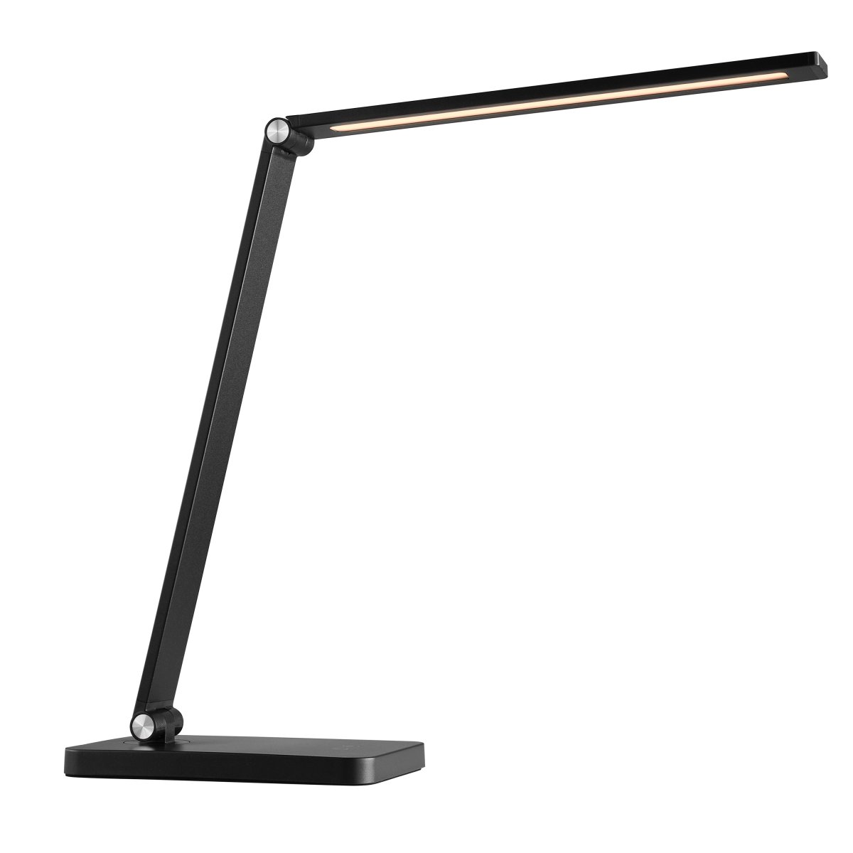 Lomina 38cm Sort skrivebordslampe Fra Brilliant - Med både USB-C og USB-stik kan du nemt oplade eksterne enheder direkte fra lampen, hvilket gør Lomina til en praktisk og stilfuld løsning til moderne skriveborde.