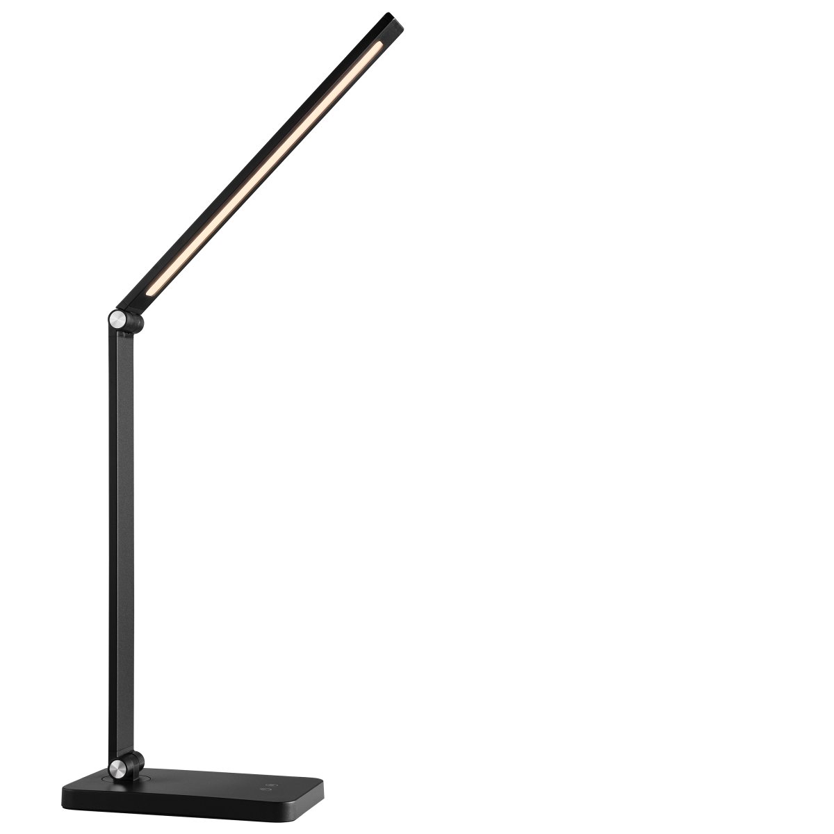 Lomina 38cm Sort skrivebordslampe Fra Brilliant - Med både USB-C og USB-stik kan du nemt oplade eksterne enheder direkte fra lampen, hvilket gør Lomina til en praktisk og stilfuld løsning til moderne skriveborde.