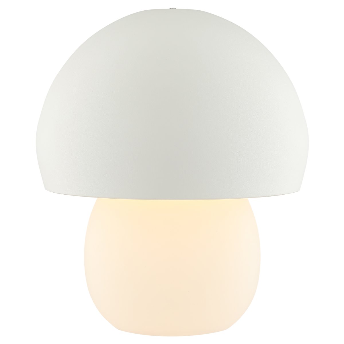 Dupis 24cm Hvid bærbar Fra Brilliant - Dupis er en moderne og praktisk bordlampe i hvidt metal og plastik, designet i et svampeinspireret design, der gør den til et dekorativt element i alle typer interiører - fra soveværelser til stuer, køkkener eller terrasser.