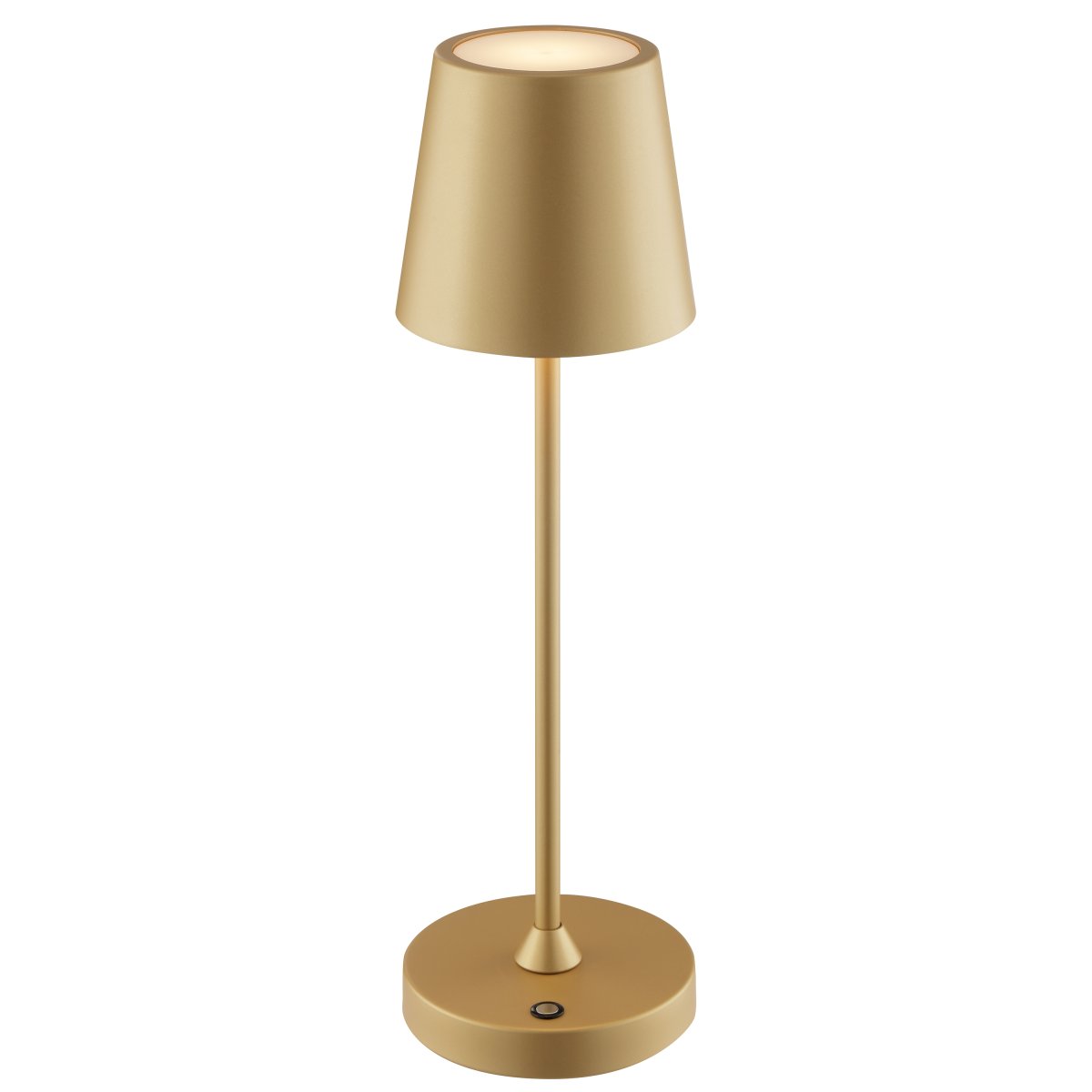 Elora 37cm Guld bærbar Fra Brilliant - Lampen er lavet af metal og plastik og er udstyret med en touch-dæmper på lampebasen.