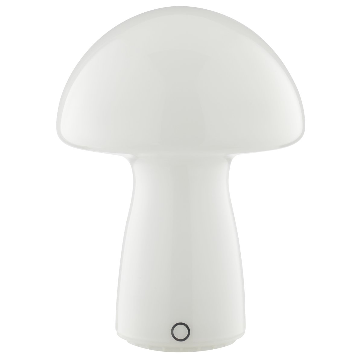 Erik 22cm Hvid bærbar Fra Brilliant - Erik er en bærbar og genopladelig bordlampe med et charmerende design af glas i en hvid finish, der ligner en lille svamp.
