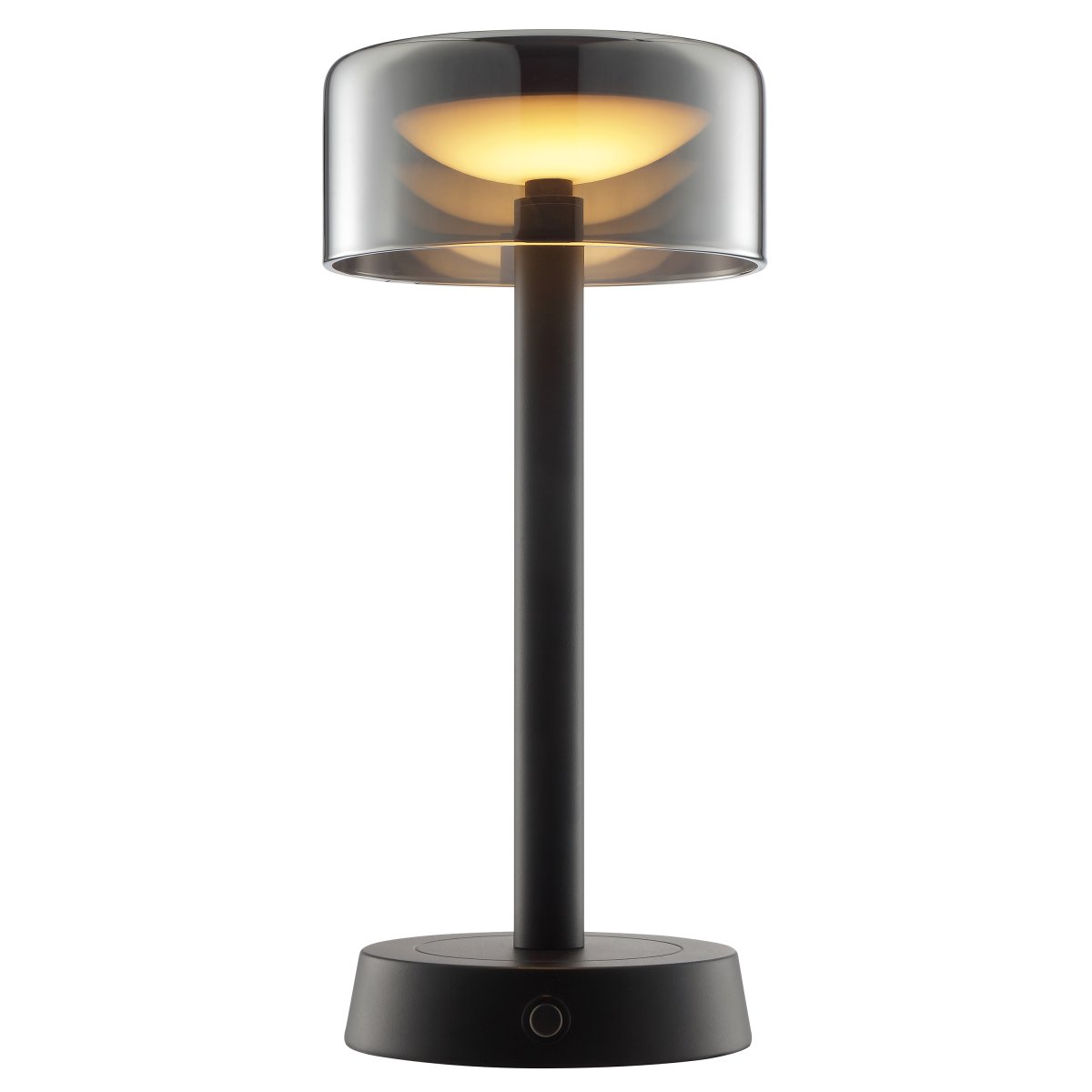 Razor 26cm Sort bærbar Fra Brilliant - Razor er en moderne og stilfuld bærbar bordlampe med et eksklusivt præg takket være kombinationen af sort metal og røget glas.