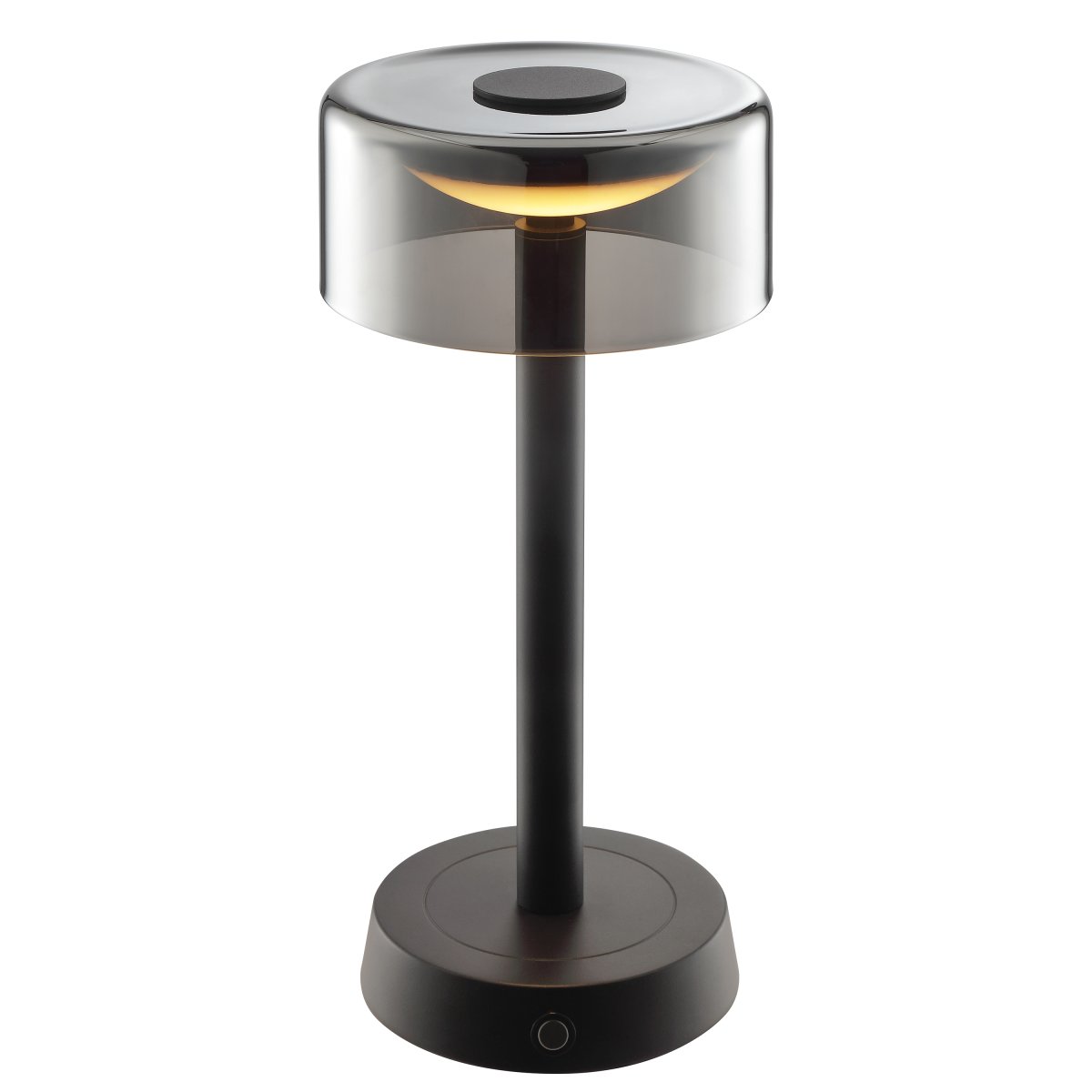 Razor 26cm Sort bærbar Fra Brilliant - Razor er en moderne og stilfuld bærbar bordlampe med et eksklusivt præg takket være kombinationen af sort metal og røget glas.