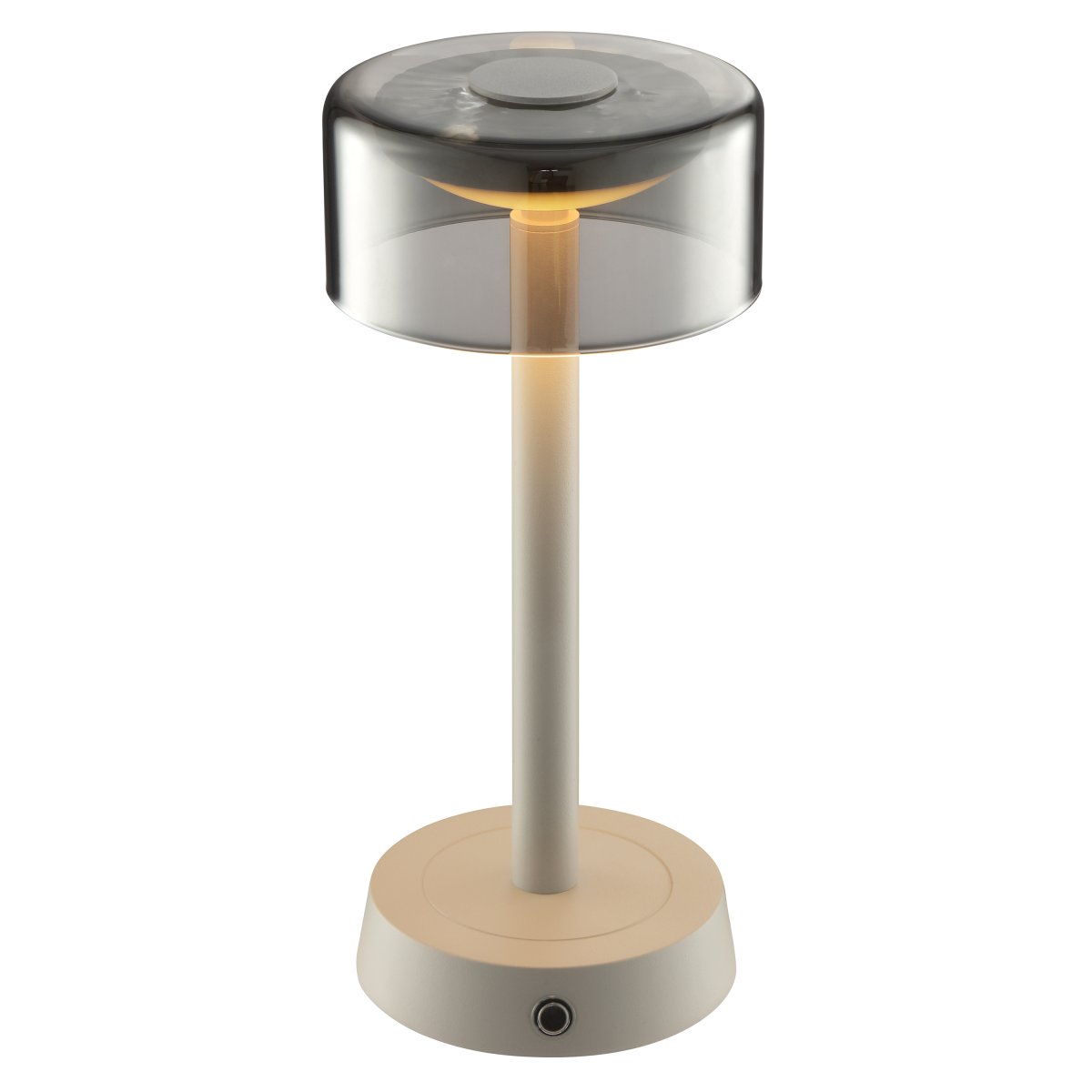 Razor 26cm Beige bærbar Fra Brilliant - Razor er en moderne og stilfuld bærbar bordlampe med et eksklusivt præg takket være kombinationen af beige metal og røget glas.
