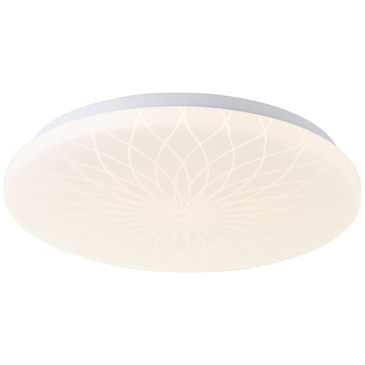 Farah Ø34 Hvid plafond Fra Brilliant - Den integrerede LED-lyskilde giver et varmt hvidt lys p&aring; 3000K og har en lysstyrke p&aring; 2600 lumen - perfekt til at skabe et behageligt og godt oplyst milj&oslash; i for eksempel en entr&eacute; eller et k&oslash;kken.