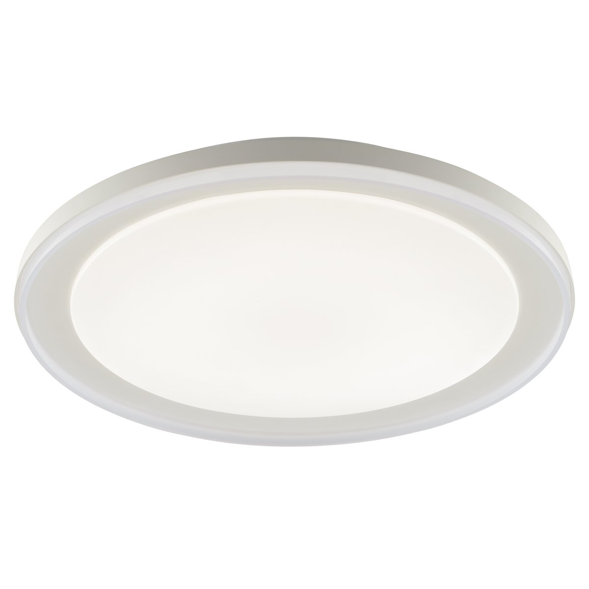 Pederson Ø45 Hvid plafond Fra Brilliant - Pederson er en stilfuld loftslampe i plastik og metal, designet med en hvid ramme og et hvidt LED-panel for et moderne look, der passer perfekt i soveværelser eller andre stille omgivelser.