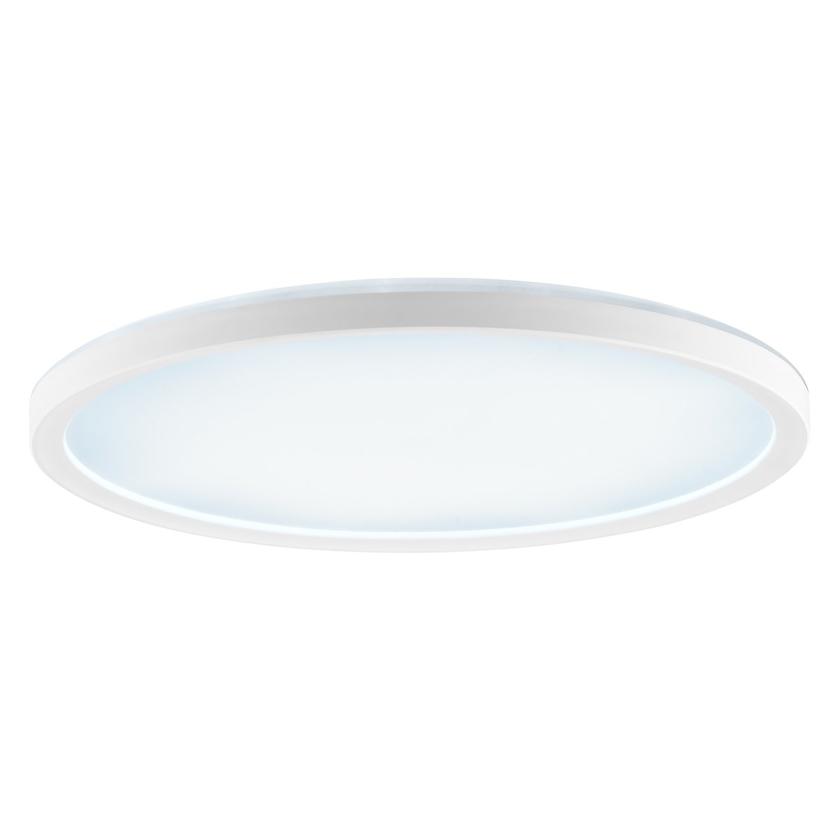 Samora Ø30 Hvid plafond Fra Brilliant - Den hvide ramme omfavner et stort LED-panel, der udsender et klart og jævnt lys over hele overfladen - perfekt til rum, hvor god belysning er vigtig.
