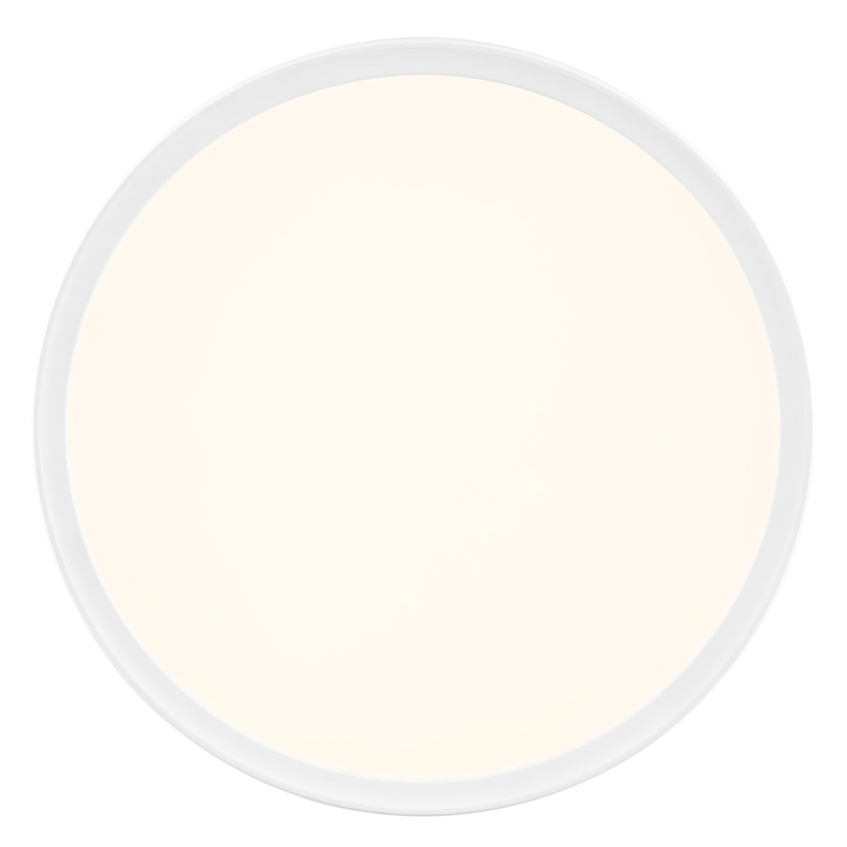 Samora Ø30 Hvid plafond Fra Brilliant - Den hvide ramme omfavner et stort LED-panel, der udsender et klart og jævnt lys over hele overfladen - perfekt til rum, hvor god belysning er vigtig.