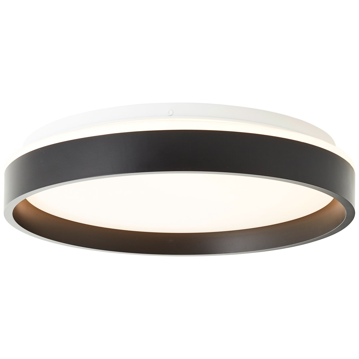 Kalmar Ø40 Sort plafond Fra Brilliant - Den sorte ramme omfavner LED-panelet, der giver et j&aelig;vnt lys i rummet.