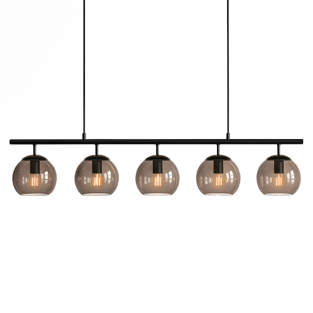 Globi 5 120cm Sort/Røget loftslampe Fra Nordic Lighting - Globi 5 bliver et dekorativt blikfang, der passer lige godt i moderne hjem som i mere klassiske milj&oslash;er.