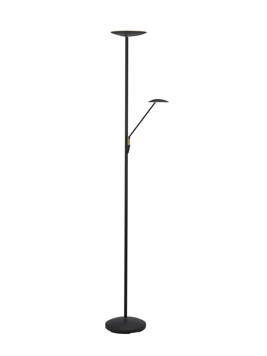 Barone Sort gulvlampe Fra Texa Design - En trykdæmper er placeret på lampen, så du kan justere lysstyrken og farvetemperaturen fra varmt hvidt lys på 2700K til koldt hvidt lys på 4000K.