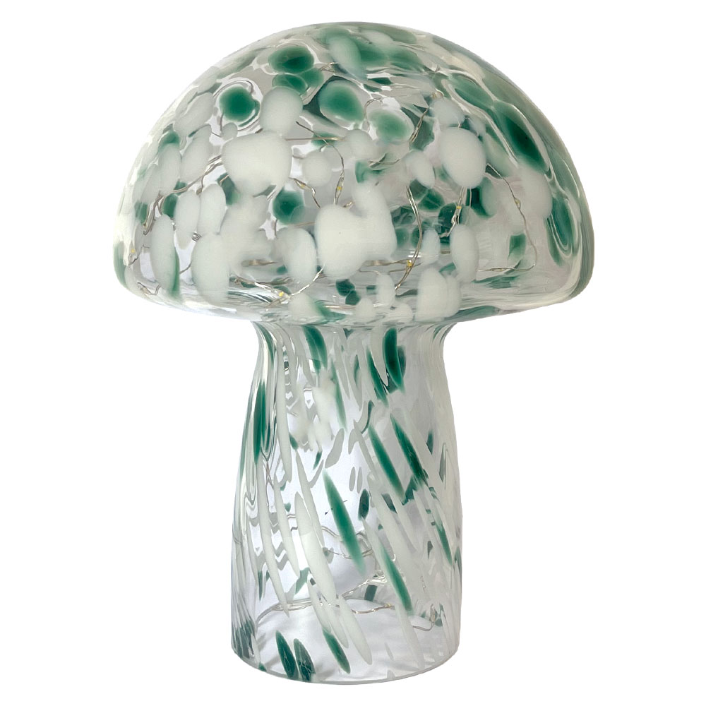 Mushroom 23cm Grøn bordlampe Fra Pixie Design - Svampelampen fra Pixie Design har et smukt design med en marmoreret overflade i gr&oslash;n og hvid.