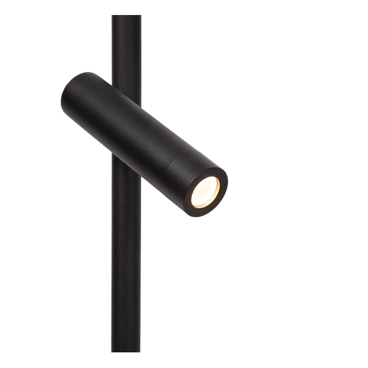 Ortolan Sort gulvlampe Fra Lucide - Uplighten har et drejeligt LED-panel i en cirkul&aelig;r form, der kan drejes om sin egen akse for at rette lyset efter behov og skinner b&aring;de opad og nedad - 690 lm i toppen og 506 lm i bunden.