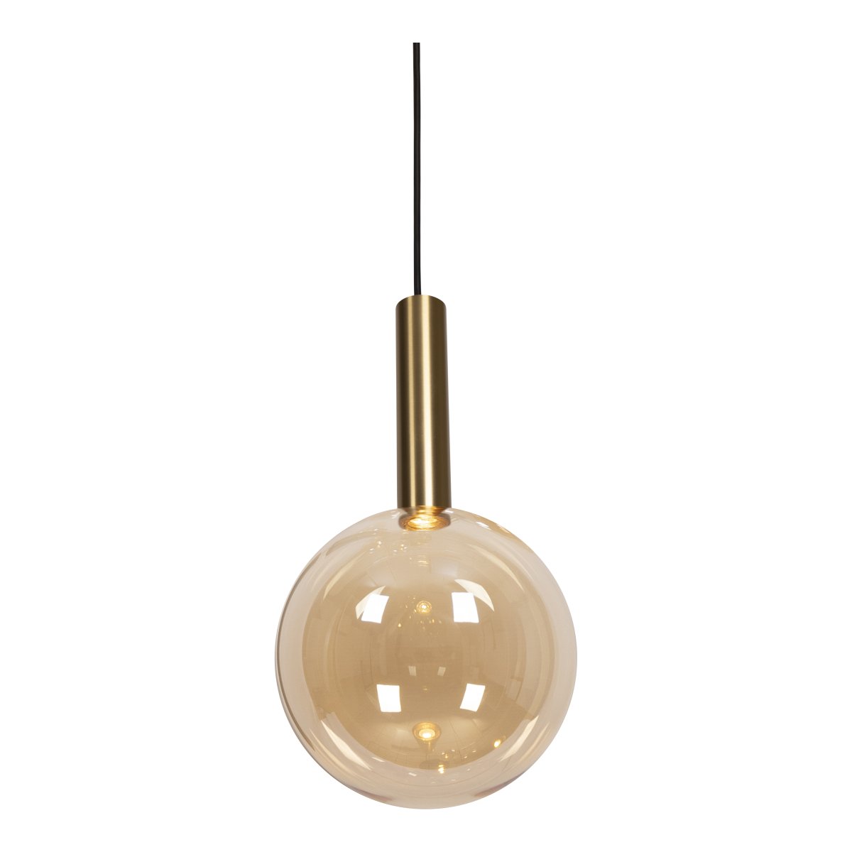 Josiane 105cm Sort loftslampe Fra Lucide - De ravfarvede glaskupler har messingfarvede monteringer og har hver en G9-lyskilde, der spreder et bl&oslash;dt og indbydende sk&aelig;r.